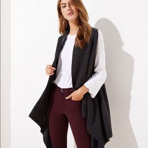 NWT Loft charcoal drapey rib knit vest